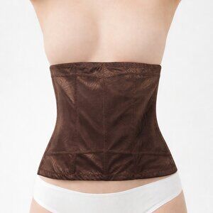 Maidenform Flexees Waist Shaper Corset Brown Boned Stripes Shapewear 2XL